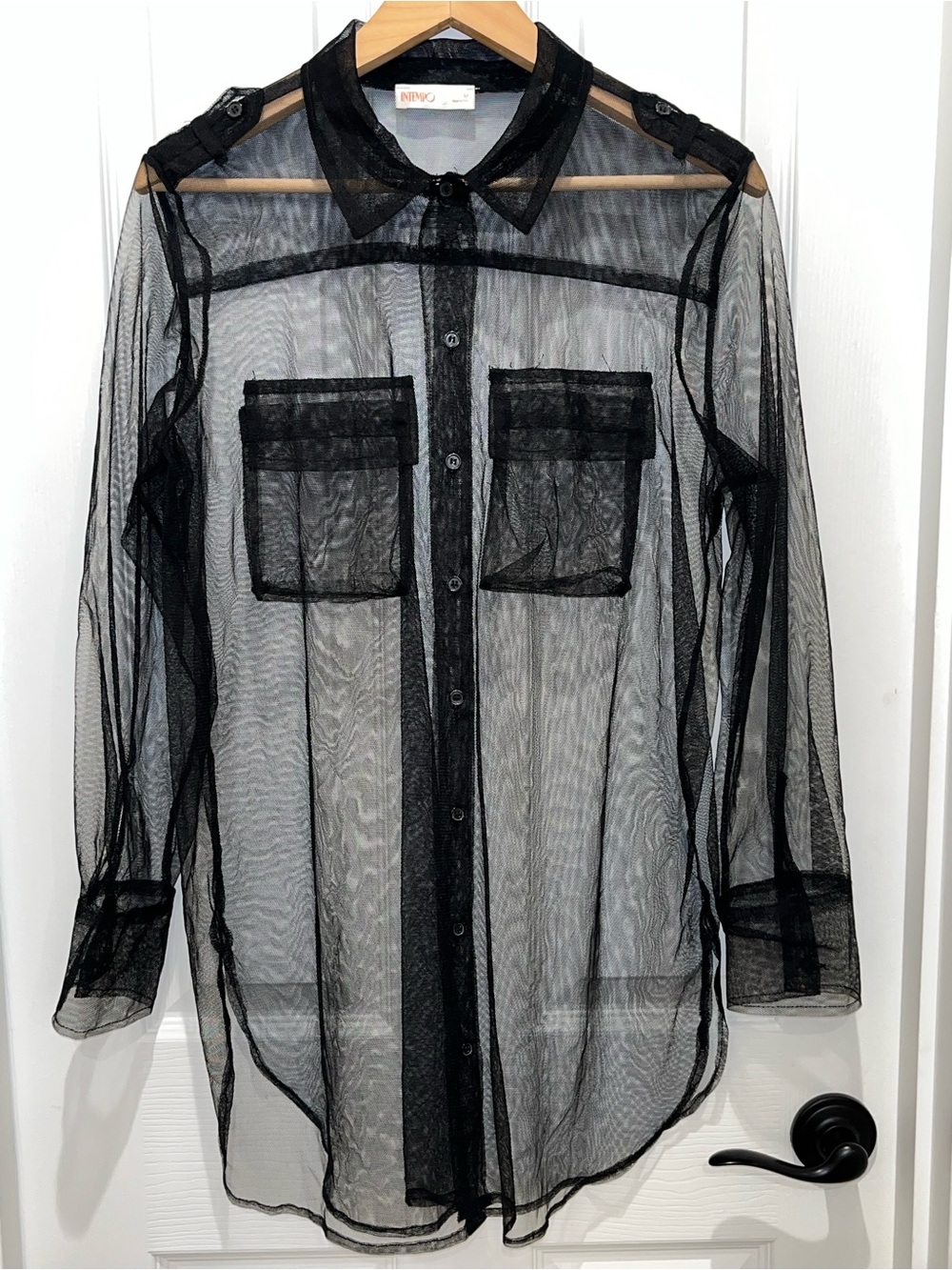 Semi-Sheer Black Button-Down Shirt - Niyko